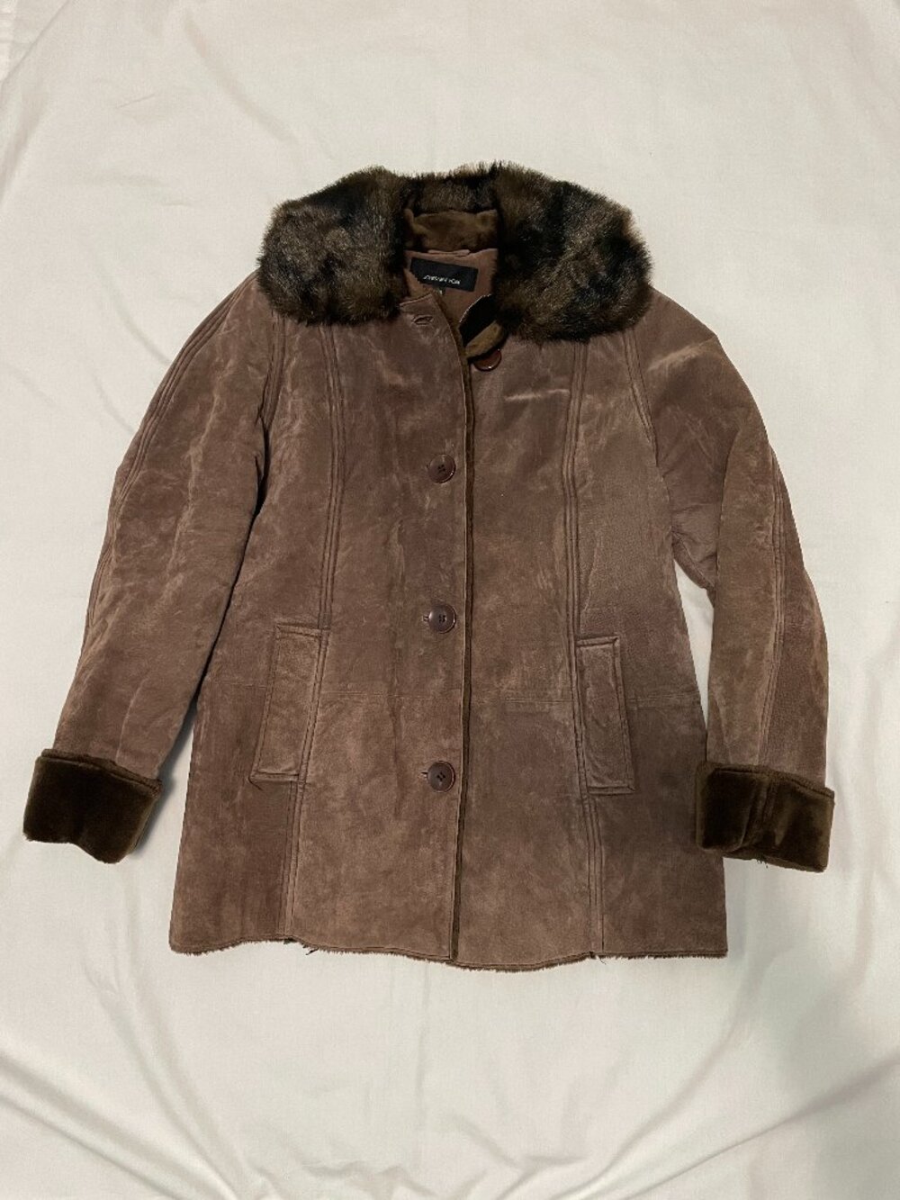 Jones New York Leather Jacket Womens Medium Brown Preowned